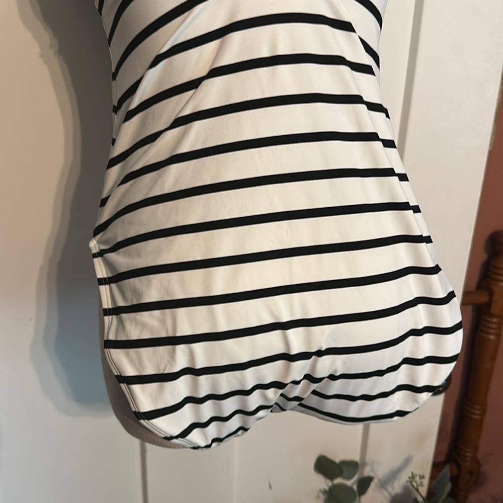 Lauren Ralph Lauren Breton Black and White Striped One-Piece 12 halter Swimsuit - Picture 11 of 15
